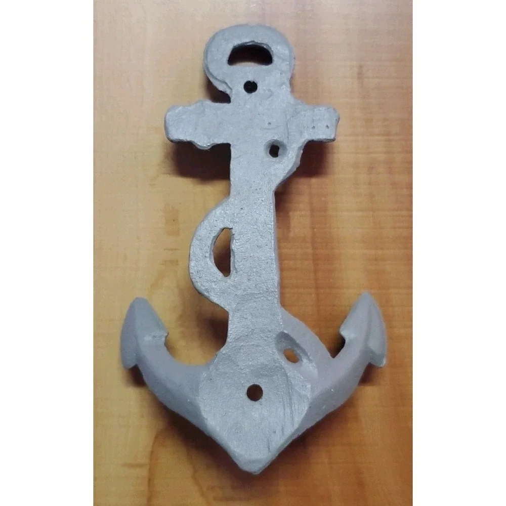 Metal Boat Anchor Wall Hook Mounted Nautical Metal Beach Towel Bath Painted Gray